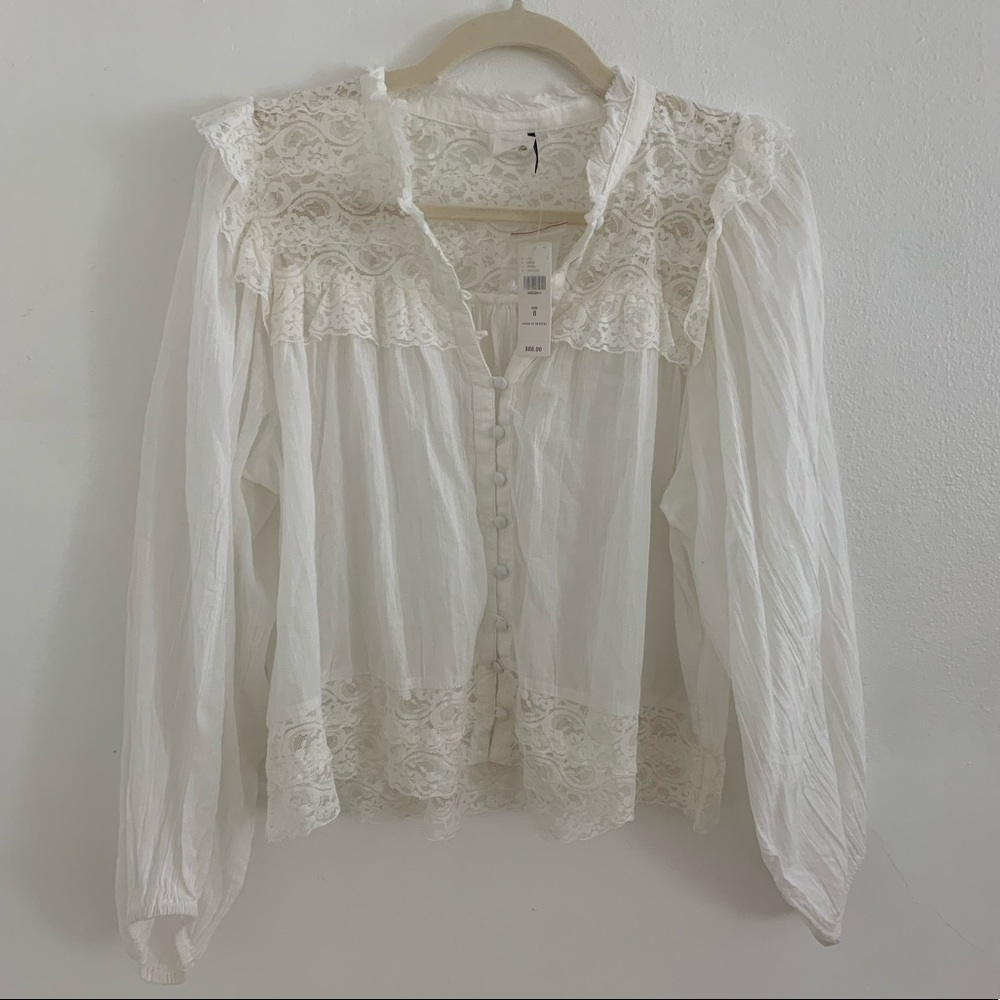 Anthropologie white button top